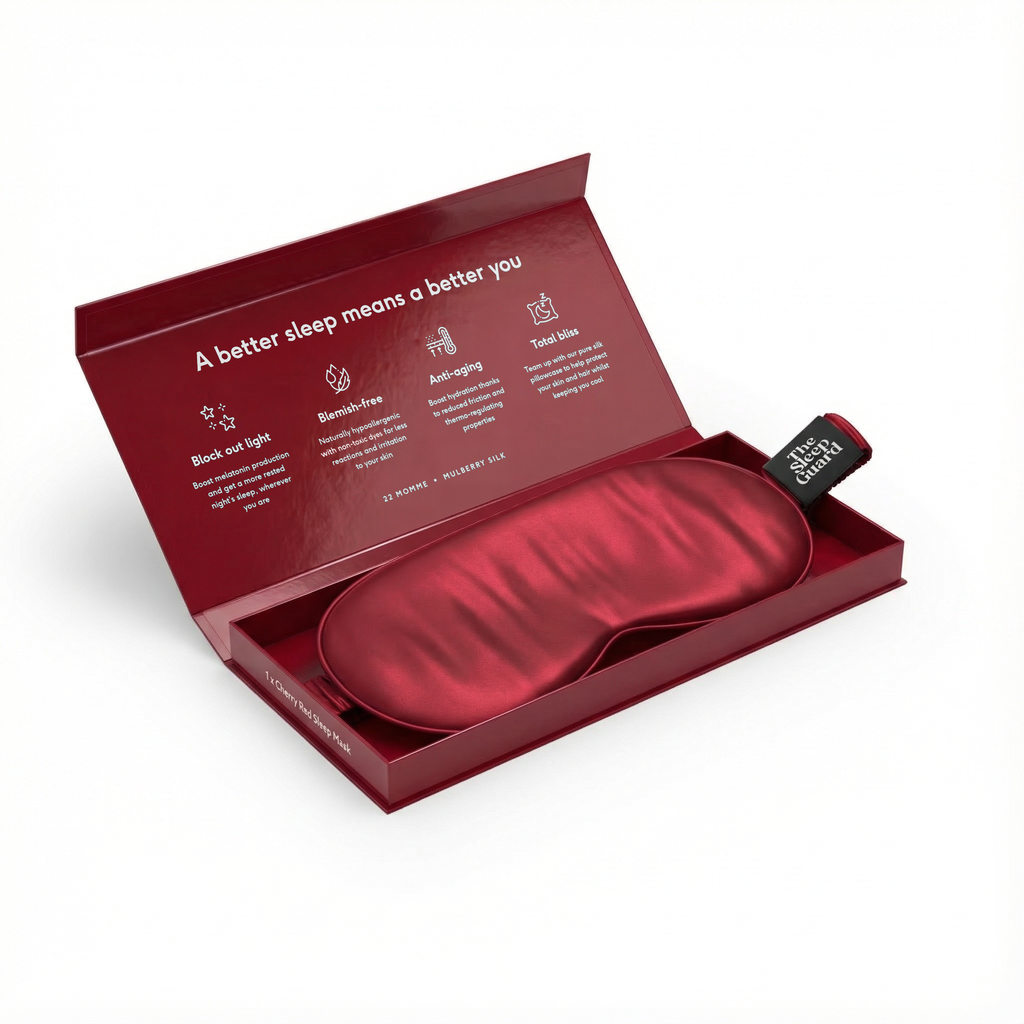 Pure Silk Sleep Mask [100% 6A Mulberry Silk, 22 Momme] - Cherry Red