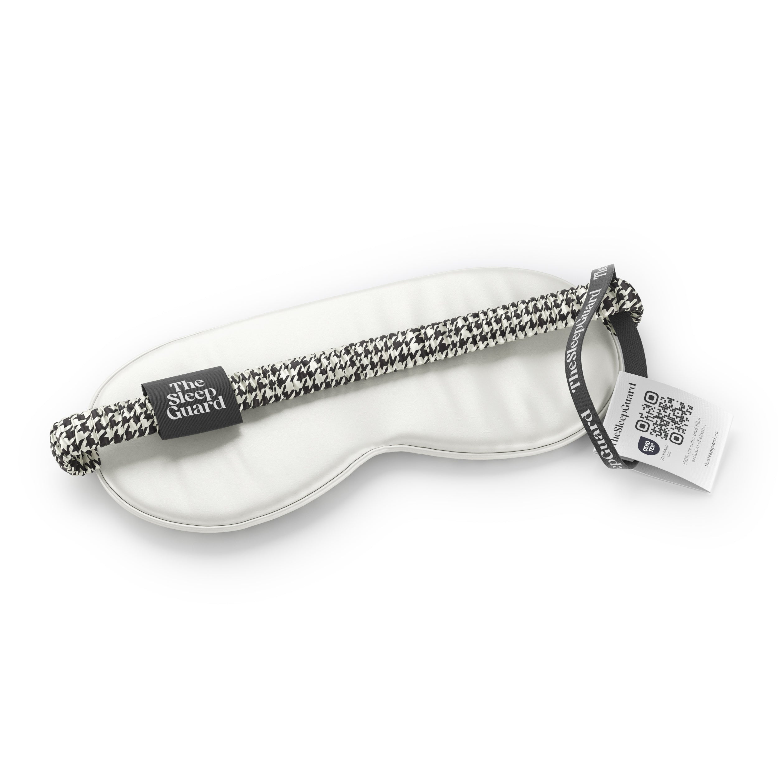 Pure Silk Sleep Mask [100% 6A Mulberry Silk, 22 Momme] - Houndstooth Pattern